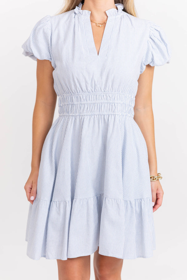 Let's Get Going Light Blue Stripe Dress