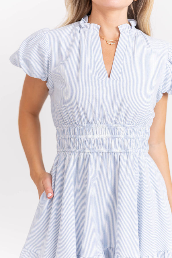 Let's Get Going Light Blue Stripe Dress