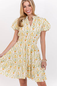 Let's Get Going Cream Medallion Print Dress