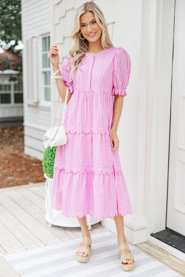 biba pink gingham dress 60s Biba Mod Dress