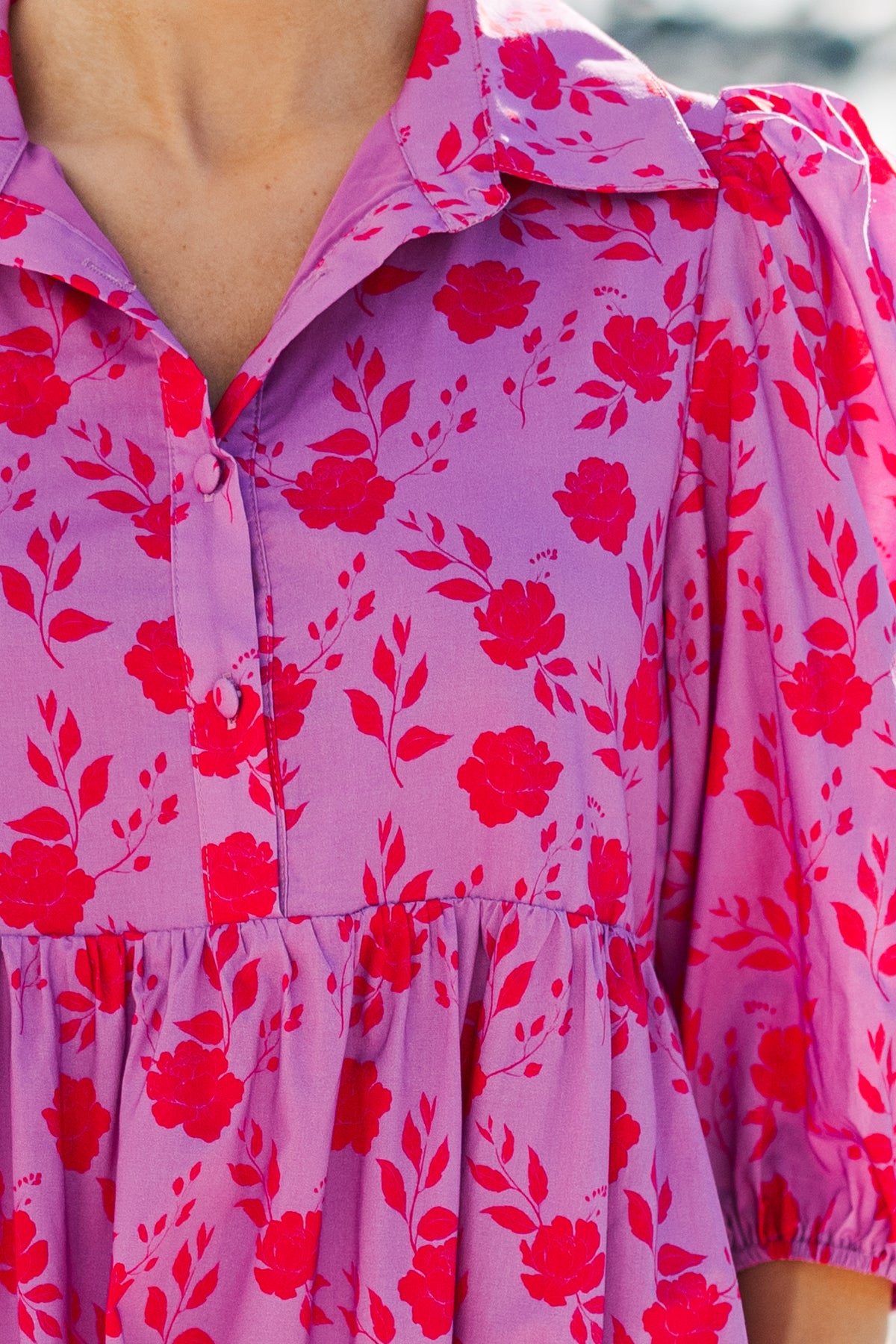 Love Found Fuchsia Pink Floral Tiered Midi Dress – Shop the Mint