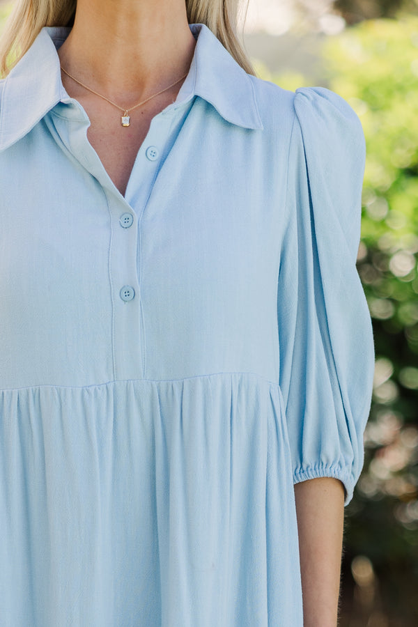 Love Found Light Blue Linen Tiered Midi Dress Shop the Mint Love Found Light Blue Linen Tiered Midi Dress Shop the Mint