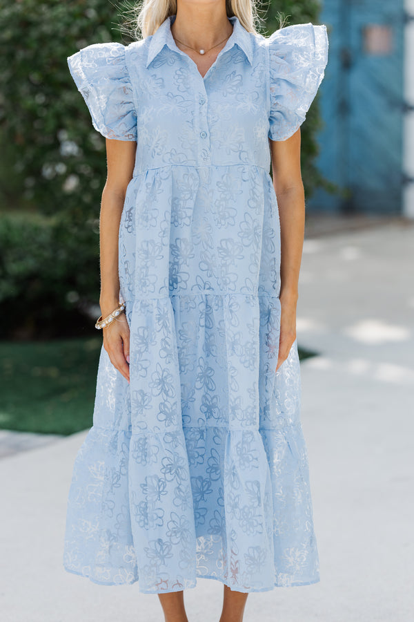More Good Days Light Blue Textured Midi Dress – Shop the Mint