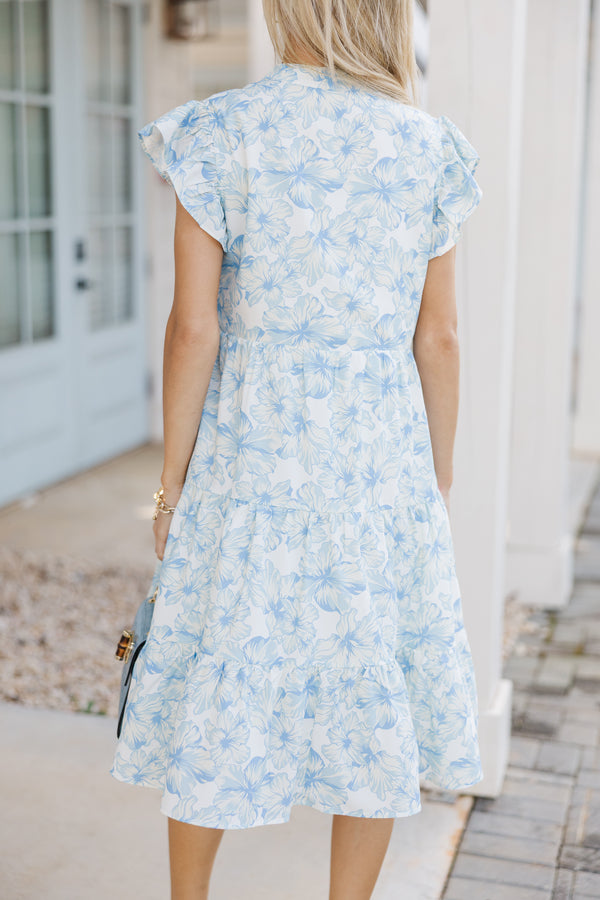 blue floral layered dress Blue Floral Tiered Maxi Dress - Romantic Dresses