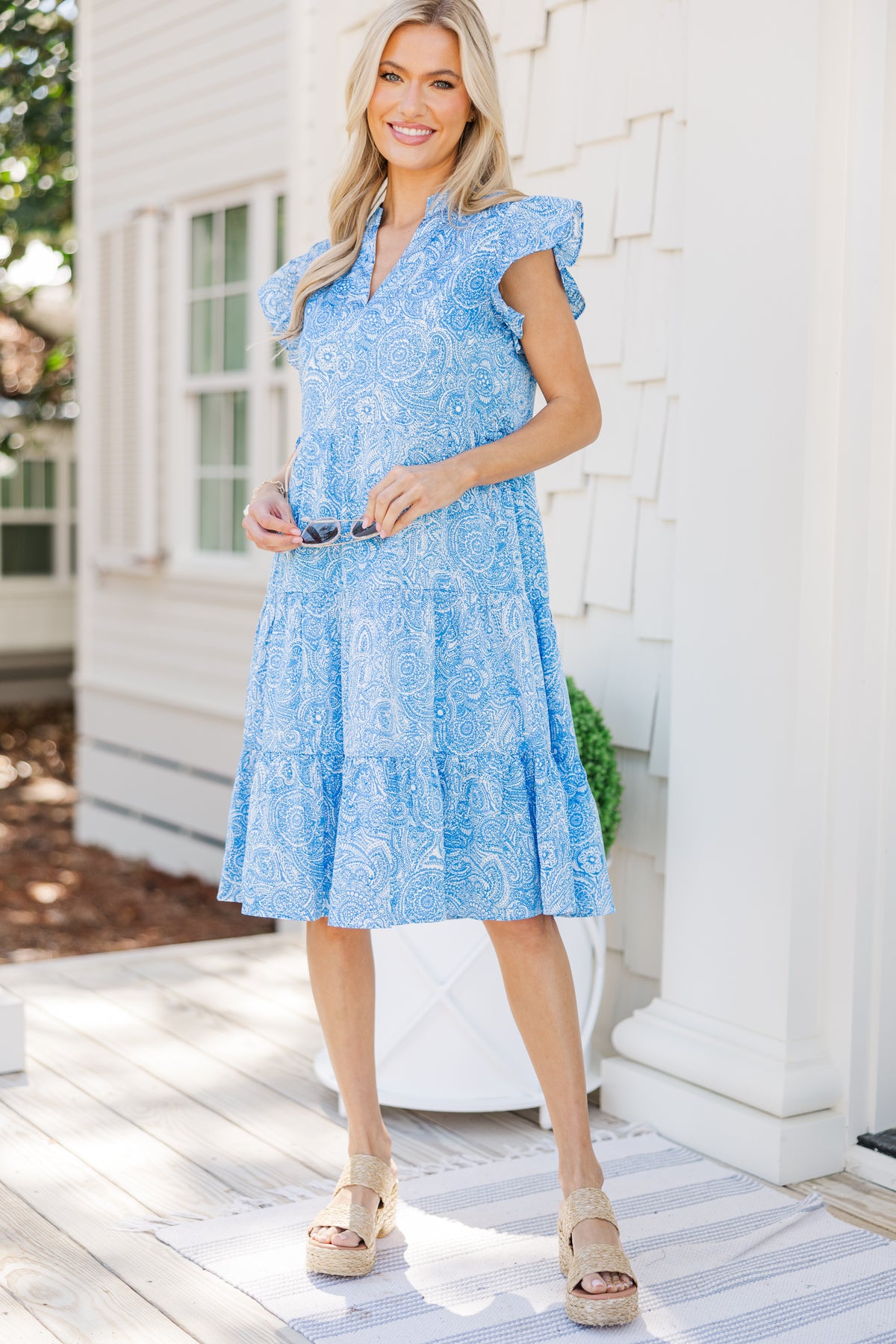 Make It Your Own Blue Paisley Tiered Dress – Shop the Mint