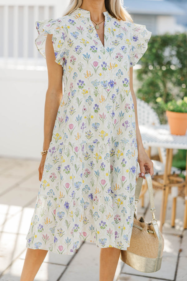 Make It Your Own Yellow Medallion Tiered Dress