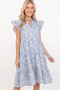 Make It Your Own Purple Ditsy Floral Tiered Dress