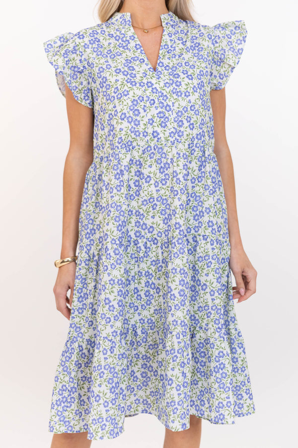 Make It Your Own Purple Ditsy Floral Tiered Dress