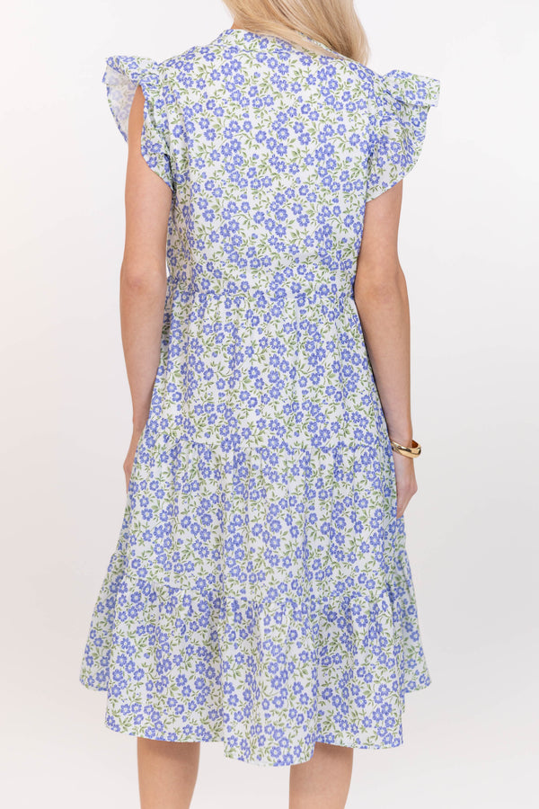 Make It Your Own Purple Ditsy Floral Tiered Dress