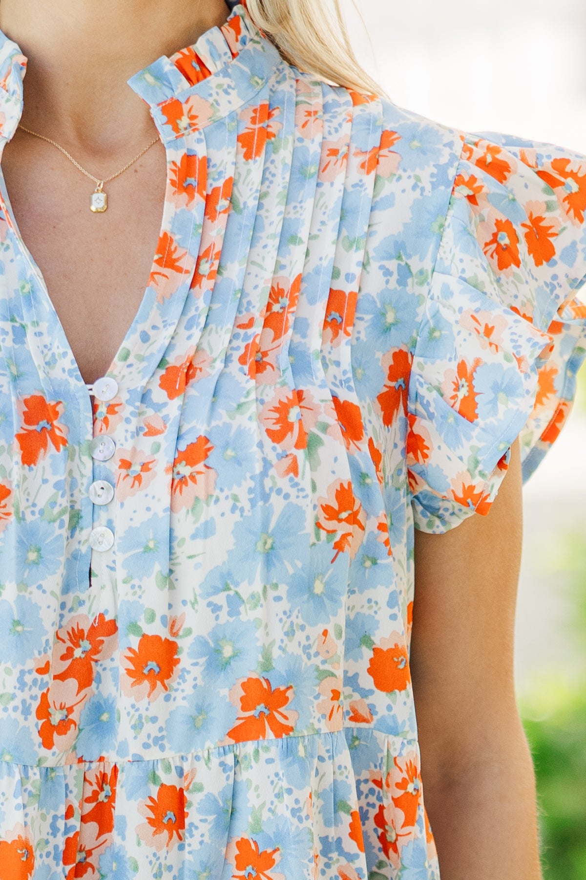 blue and orange flower dress Laie Back Tie Maxi Dress main image 1