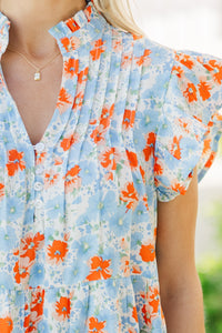 Real Love Blue/Orange Floral Midi Dress