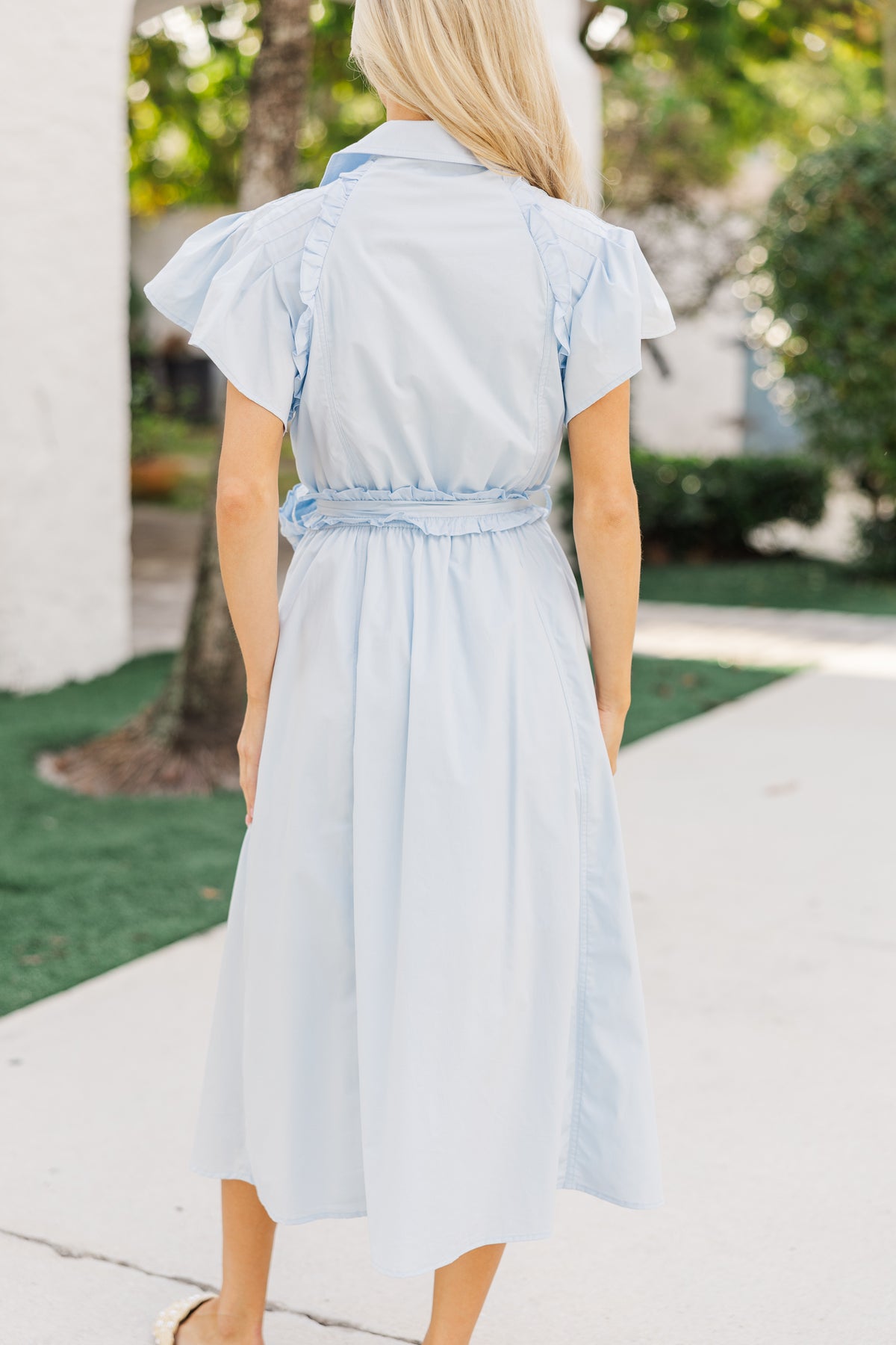 All In A Dream Light Blue Ruffled Midi Dress – Shop the Mint