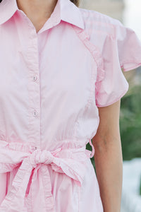All In A Dream Pink Ruffled Midi Dress