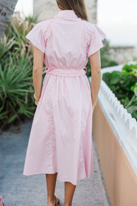 All In A Dream Pink Ruffled Midi Dress