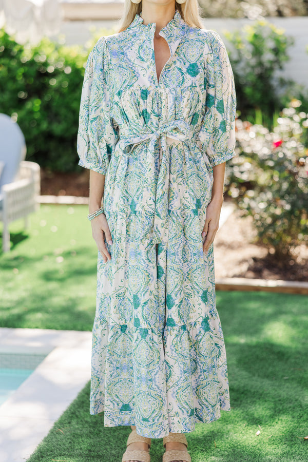 All The Fun Green Paisley Midi Dress