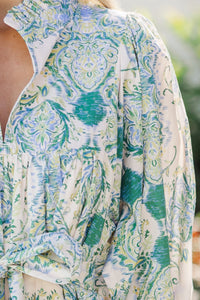 All The Fun Green Paisley Midi Dress