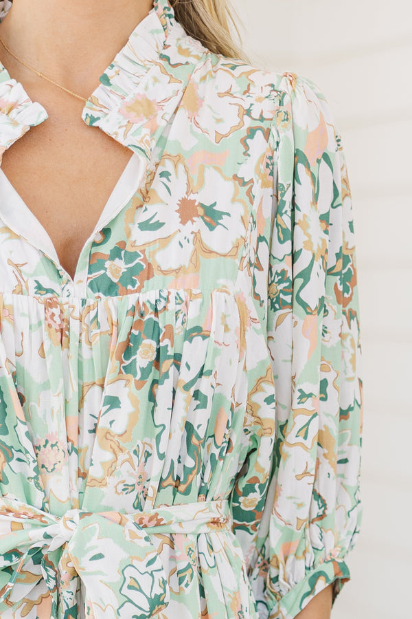 All The Fun Mint Green Floral Midi Dress