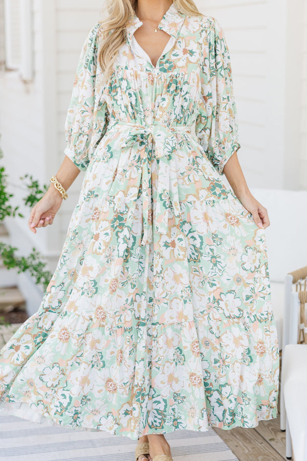 All The Fun Mint Green Floral Midi Dress