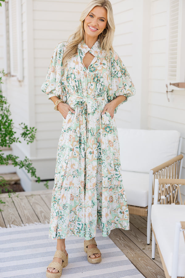 All The Fun Mint Green Floral Midi Dress