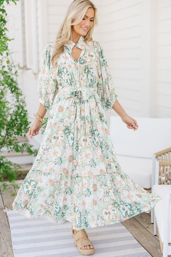 All The Fun Mint Green Floral Midi Dress