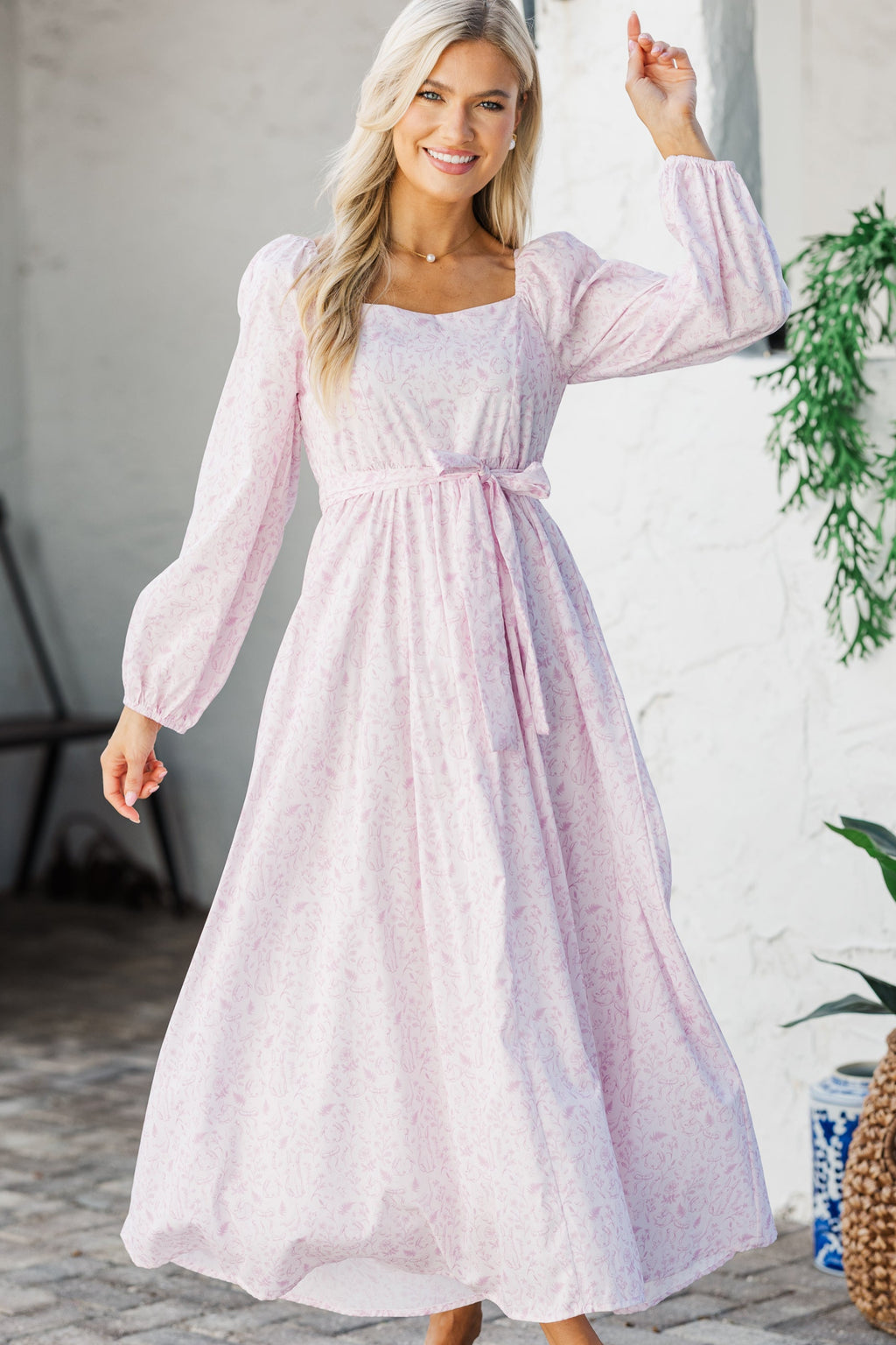 Feeling Oh So Sweet Pink Toile Midi Dress – Shop the Mint