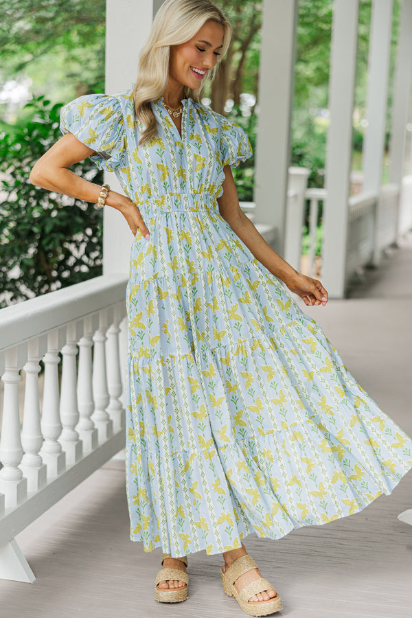 Coming Back For You Light Blue Floral Tiered Midi Dress Shop the Mint Coming Back For You Light Blue Floral Tiered Midi Dress Shop the Mint