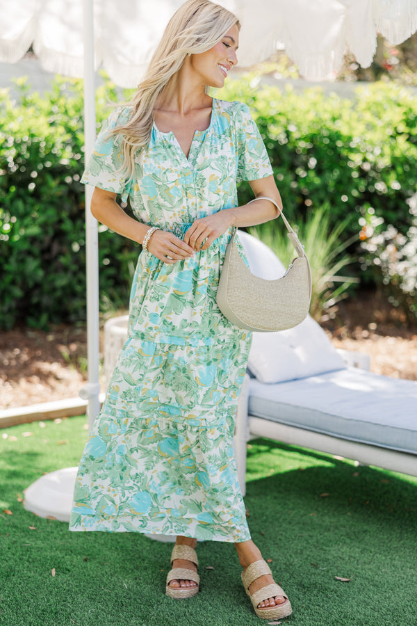 What You Do Sage Green Floral Midi Dress