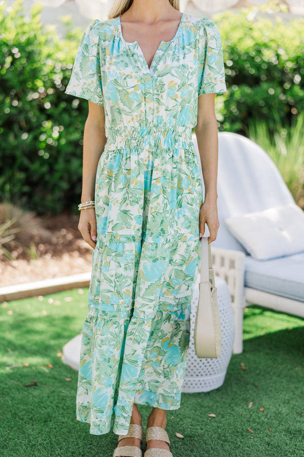 What You Do Sage Green Floral Midi Dress