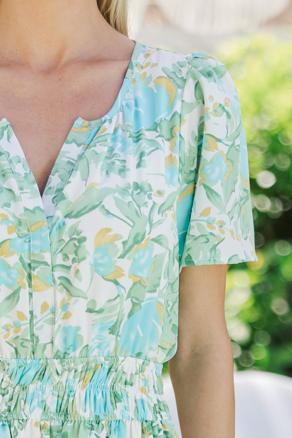 What You Do Sage Green Floral Midi Dress