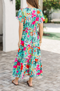 What You Do Emerald Green Floral Midi Dress