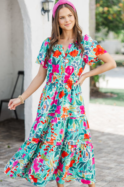 emerald green floral midi dress What You Do Emerald Green Floral Midi Dress, 1X - The Mint Julep Boutique