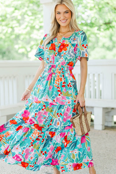 What You Do Emerald Green Floral Midi Dress  Shop the Mint