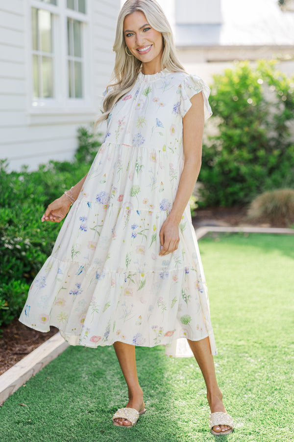 Speak Your Mind Cream Floral Midi Dress Shop the Mint Speak Your Mind Cream Floral Midi Dress Shop the Mint