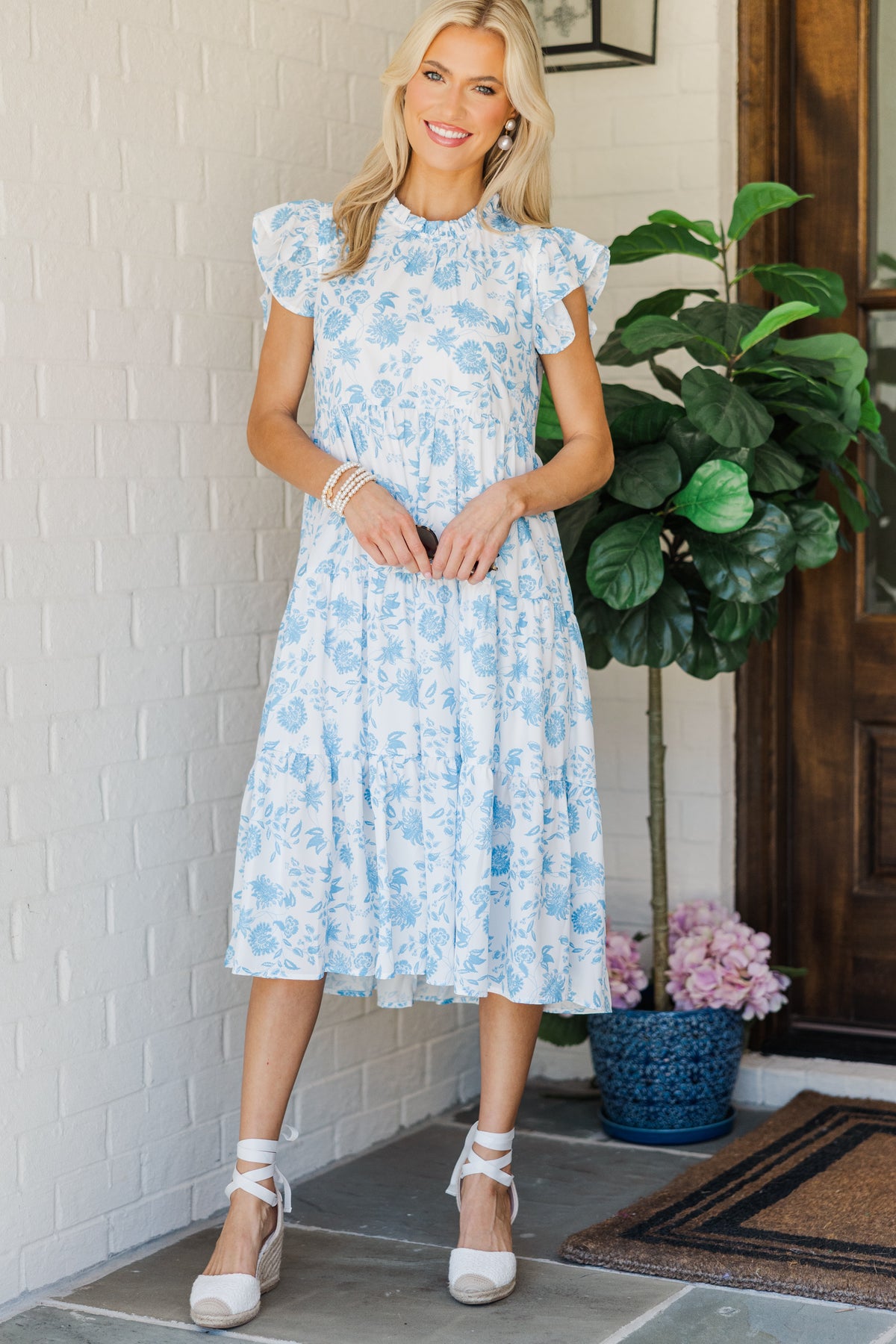 Speak Your Mind Blue Floral Toile Midi Dress – Shop the Mint