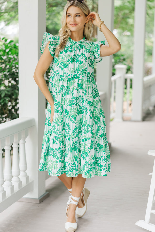 Speak Your Mind Green Floral Midi Dress, Medium - The Mint Julep Boutique | Women's Boutique Clothing Speak Your Mind Green Floral Midi Dress, Medium - The Mint Julep Boutique | Women's Boutique Clothing