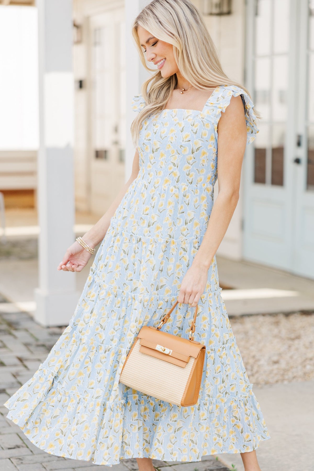 light blue floral midi dress Thinking About It Light Blue Floral Midi Dress – Shop the Mint