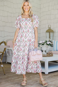 Answer The Call White Floral Midi Dress