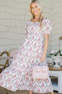 Answer The Call White Floral Midi Dress