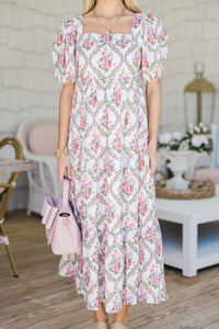 Answer The Call White Floral Midi Dress