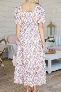 Answer The Call White Floral Midi Dress