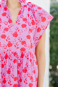 In Your Dreams Fuchsia Pink Floral Midi Dress