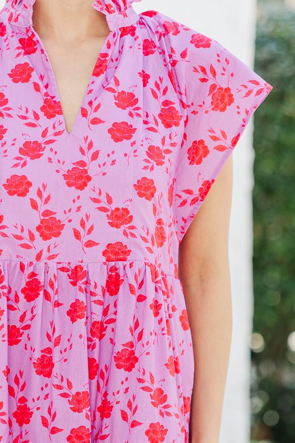 In Your Dreams Fuchsia Pink Floral Midi Dress