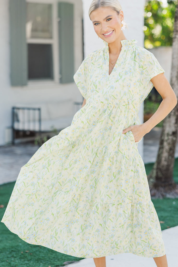 In Your Dreams Yellow Floral Midi Dress – Shop the Mint