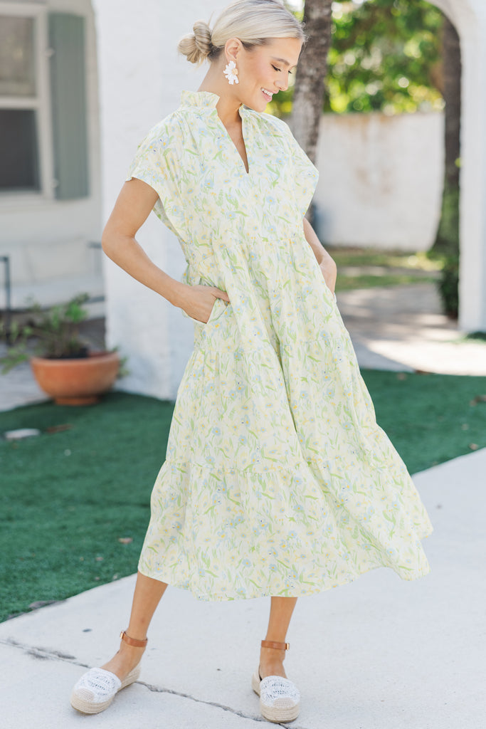 In Your Dreams Yellow Floral Midi Dress – Shop the Mint