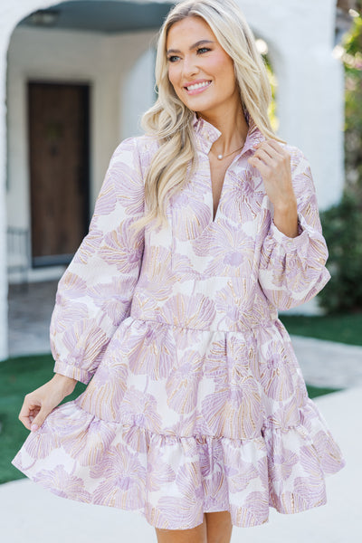 Always On My Mind Mauve Floral Babydoll Dress, Medium - The Mint Julep Boutique