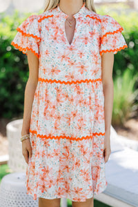 Come For It Orange Ditsy Floral Babydoll Dress