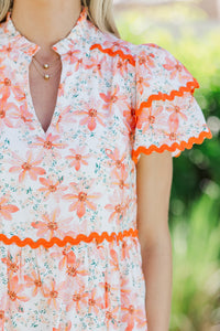 Come For It Orange Ditsy Floral Babydoll Dress
