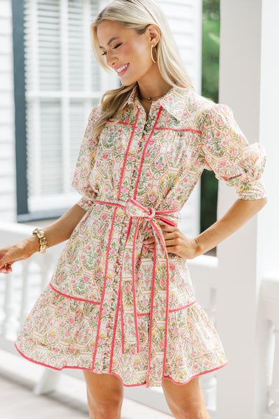 ◇未使用◇Ethnic Print Gather Sleeve Dress Gather Round Orange Floral Medallion Dress – Shop the Mint