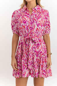 All Is Well Hot Pink Ikat Dress