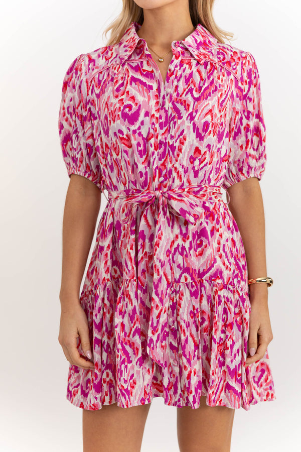 All Is Well Hot Pink Ikat Dress